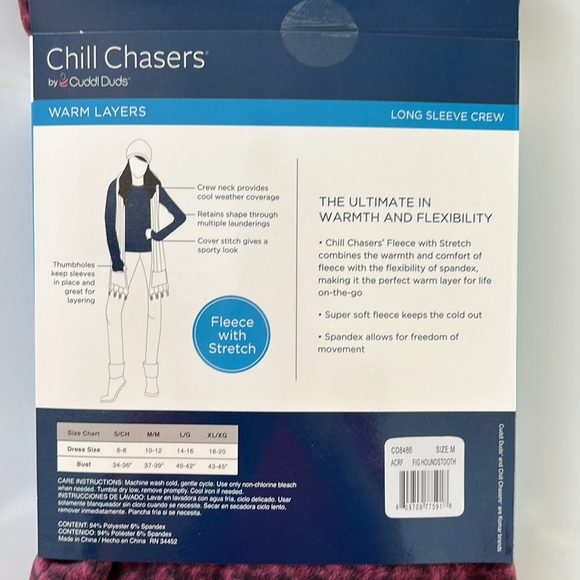Cuddl Duds Chill Chasers Stretch Fleece Warm Layers Long Sleeve Crew Top CD8486 - Picture 4 of 5